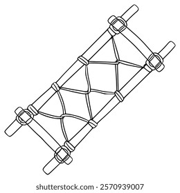 improvised rope stretcher illustration hand drawn outline vector