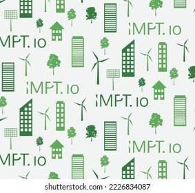IMPT.io coin project crypto currency sustainability green ecology vector seamless pattern vector illustration