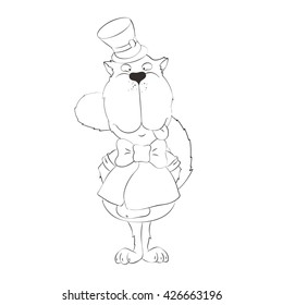 Impudent, fat cat. Drawing in comic style.