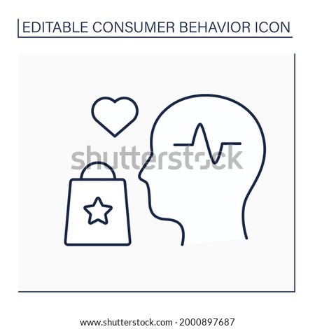 Impulse buying line icon.Unplanned decision about purchases. Tendency to buy unplanned goods and services. Shopaholism. Consumer behavior concept. Isolated vector illustration. Editable stroke
