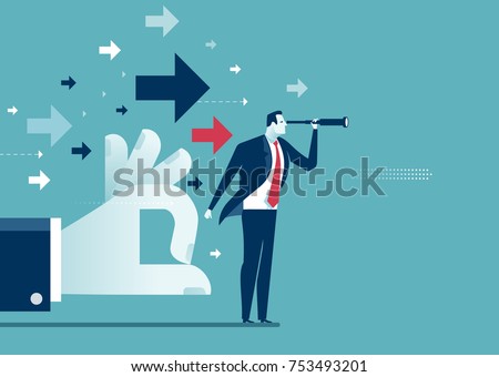 Impulse. Hand helps businessman to reach target. Concept business vector illustration.