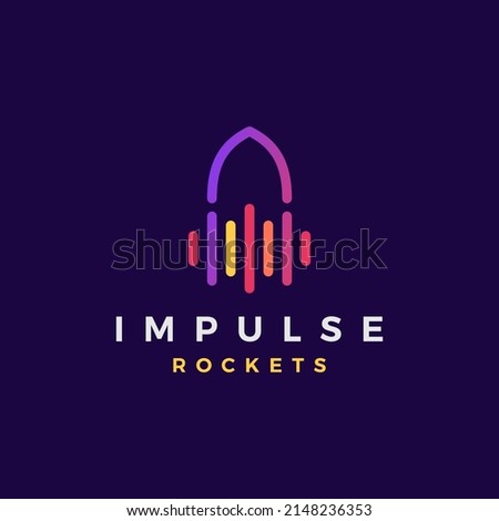 impulse rocket sound music launch tech logo vector icon illustration
