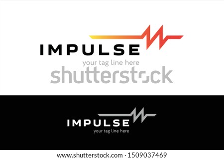 'Impulse' word logo template. Modern emblem idea. Concept design for art, technology, medical, electronic. Isolated vector illustration on blank background.'Impulse' word logo template. Modern emblem idea. Concept design for art, technology, medical, electronic. Isolated vector illustration on blank background.