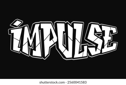 Impulse word trippy psychedelic graffiti style letters.Vector hand drawn doodle cartoon logo Impulse illustration. Funny cool trippy letters, fashion, graffiti style print for t-shirt, poster