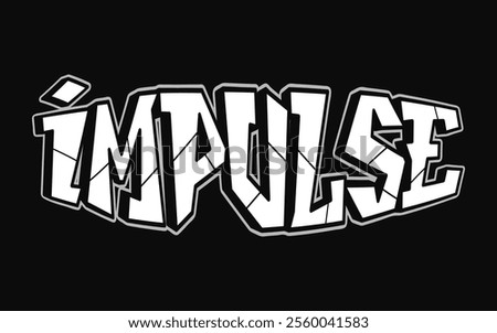 Impulse word trippy psychedelic graffiti style letters.Vector hand drawn doodle cartoon logo Impulse illustration. Funny cool trippy letters, fashion, graffiti style print for t-shirt, poster