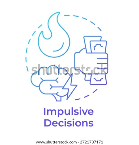 Impulsive decisions blue gradient concept icon. Emotional strain. Financial stress, money anxiety. Round shape line illustration. Abstract idea. Graphic design. Easy to use in blog post, booklet