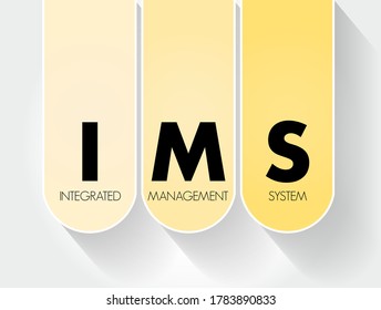 IMS Integrated Management System - combines all of an organisation's systems, processes and Standards into one smart system, acronym text concept background