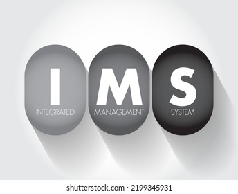 IMS Integrated Management System - combines all of an organisation's systems, processes and Standards into one smart system, acronym text concept background
