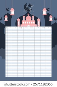 Imsakiyah Ramadan Schedule Background, Fasting Moon Times, Eid Mubarak Banner, Prayer Times for Ramadan in Cairo, Istanbul, Turkey, Arab. Design for Ramadan Kareem. Jadwal puasa 
