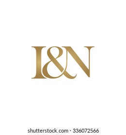 I&N Initial logo. Ampersand monogram golden logo