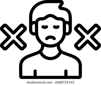 Inability Icon Outline Vector Illustration