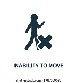 Inability To Move icon. Monochrome simple element from coronavirus symptoms collection. Creative Inability To Move icon for web design, templates, infographics and more