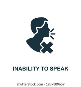 Inability To Speak icon. Monochrome simple element from coronavirus symptoms collection. Creative Inability To Speak icon for web design, templates, infographics and more