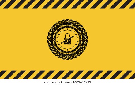 inaccessible icon black grunge emblem inside yellow warning sign. Vector Illustration. Detailed.