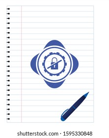 inaccessible icon draw with pen effect. Blue ink. Vector Illustration. Detailed.