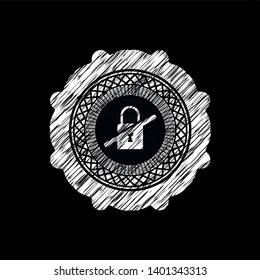 inaccessible icon drawn chalk emblem, retro style, chalk or chalkboard texture