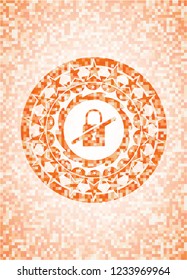 inaccessible icon inside abstract orange mosaic emblem with background