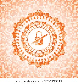 inaccessible icon inside abstract orange mosaic emblem