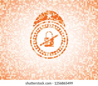 inaccessible icon inside abstract orange mosaic emblem