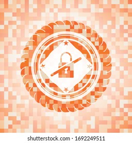 icono inaccesible dentro del emblema abstracto de mosaico naranja