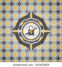 inaccessible icon inside arabesque badge. arabic decoration.