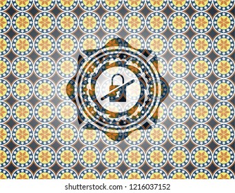 inaccessible icon inside arabesque style emblem. arabic decoration.