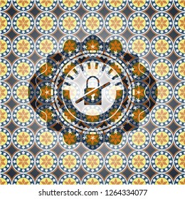 inaccessible icon inside arabesque style badge. arabic decoration.