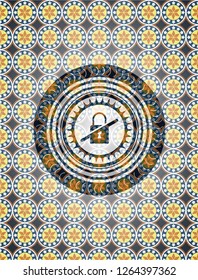inaccessible icon inside arabesque style emblem. arabic decoration.