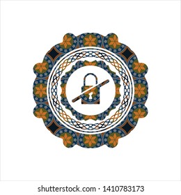 inaccessible icon inside arabic badge. Arabesque decoration.