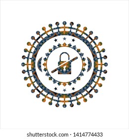 inaccessible icon inside arabic emblem. Arabesque decoration.