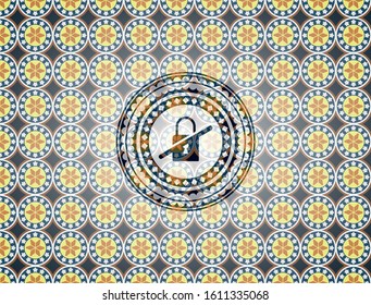 inaccessible icon inside arabic style emblem. Arabesque decoration.