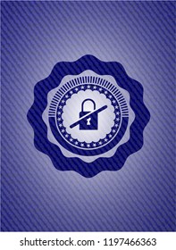 inaccessible icon inside badge with denim background