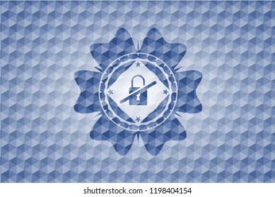 inaccessible icon inside blue badge with geometric pattern background.