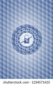 inaccessible icon inside blue badge with geometric background.