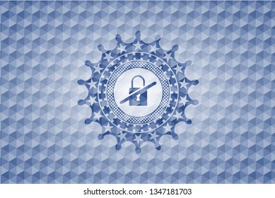inaccessible icon inside blue badge with geometric pattern.