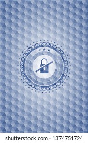 inaccessible icon inside blue badge with geometric pattern.