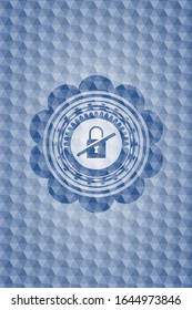 inaccessible icon inside blue emblem or badge with geometric pattern background.