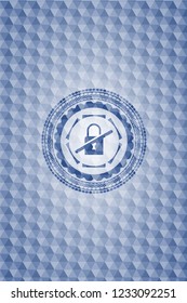 inaccessible icon inside blue polygonal emblem.