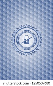 inaccessible icon inside blue polygonal emblem.