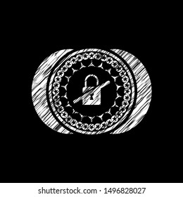 inaccessible icon inside chalkboard emblem written on a blackboard