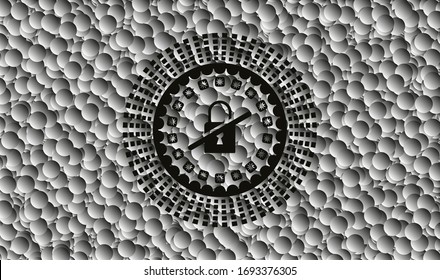 inaccessible icon inside dark icon or emblem with bubbles background. Vector Illustration. Detailed.