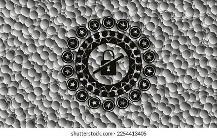inaccessible icon inside dark emblem with bubbles background. Retro. Vector Illustration. Detailed. 