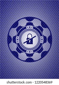 inaccessible icon inside emblem with jean texture