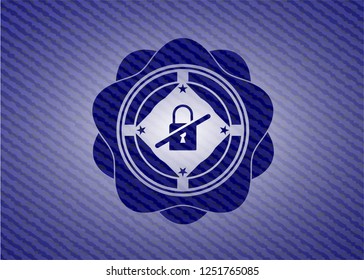 inaccessible icon inside emblem with jean high quality background