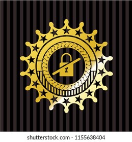 inaccessible icon inside gold emblem