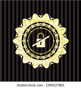 inaccessible icon inside gold shiny emblem