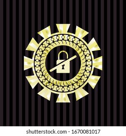 Icono inaccesible dentro del emblema dorado brillante