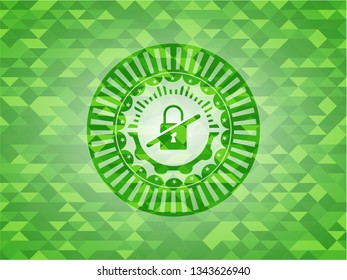 inaccessible icon inside green emblem with mosaic ecological style background