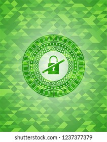inaccessible icon inside green mosaic emblem