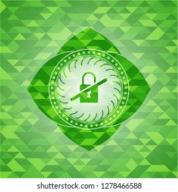 inaccessible icon inside green mosaic emblem